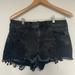 American Eagle Outfitters Shorts | Aeo Hi-Rise Shortie Super Super Stretch X Black Frayed Denim Cutoff Shorts | Color: Black | Size: 12