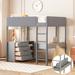 Modern Teddy Fleece Loft Bed with Storage Shelf, Drawers & Desk, Multi-Functional Wood Loft Bed Frame w/Soft Padding