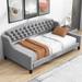 Twin Size Luxury Tufted Button Daybed with Wood Slat Support, Upholstered Sofa Bed Frame w/Glamourous Wingback Silhouette, Grey