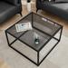 Coffee Table Glass Modern Coffee Tables for Small Space Simple Square Center Table, 26.7 x 26.7 x 15.7