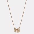 Coach Jewelry | Coach Signature C Enamel Necklace Rose Gold Tone/Chalk W/Cz | Color: Gold | Size: Os