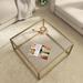 Coffee Table Glass Modern Coffee Tables for Small Space Simple Square Center Table, 26.7 x 26.7 x 15.7