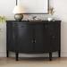 Modern Accent Cabinet with Solid Wood Veneer,Curved Console Table with Adjustable Shelves