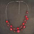 Anthropologie Jewelry | Anthropologie Red Bead Bohemian Double Layer Necklace | Color: Red/Silver | Size: Os