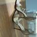 Jessica Simpson Shoes | Jessica Simpson Acrylic And Nude Suede Heels. Rhinestone Accents. 3” Stiletto | Color: Tan | Size: 9