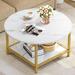 Round Coffee Tables for Living Room Marble Coffee Table Circle Coffee Table with Storage Shelf Wood Coffee Table