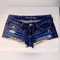 American Eagle Outfitters Shorts | 3/$25 Euc " " Denim Shorts | Color: Cream/Red | Size: 8