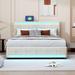 Queen Size Upholstered Bed with LED Light, 4 Drawers and a set of Type C and USB Ports, Velvet