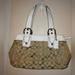 Coach Bags | Coach Soho Signature Pleated Bag Purse Tan White | Color: Tan/White | Size: Os