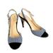 Kate Spade Shoes | Kate Spade Navy Striped Fabric Patent Details Slingback Sandals Women’s 7 B | Color: Blue/White | Size: 7