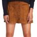 Zara Skirts | Euc Zara Trafaluc Collection Mustard Faux Suede Button Up Mini Skirt Size Medium | Color: Brown | Size: M