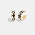 Coach Jewelry | Coach Signature Huggie Earrings Black/Gold Tone/Enamel Nwt | Color: Black/Gold | Size: Os
