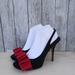 Kate Spade Shoes | Kate Spade Womens 10b Black Suede/Red Satin Bow Sling Back Peep Toe High Heels | Color: Black/Red | Size: 10