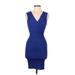 Love Tree Casual Dress - Bodycon V-Neck Sleeveless: Blue Solid Dresses - Women's Size Medium