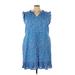 Draper James Casual Dress - Mini V-Neck Sleeveless: Blue Print Dresses - New - Women's Size 3X