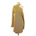 RtA Denim Casual Dress - Sweater Dress High Neck Long sleeves: Yellow Solid Dresses - Women's Size Small