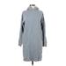 Uniqlo Casual Dress - Sweater Dress High Neck Long sleeves: Gray Solid Dresses - Women's Size Small