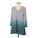 Sonoma Goods for Life Casual Dress - Mini V-Neck Long sleeves: Gray Marled Dresses - Women's Size Medium