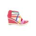 Impo Wedges: Espadrille Platform Boho Chic Pink Color Block Shoes - Women's Size 6 - Open Toe