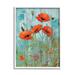 Stupell Industries Az-422-Framed Poppy Meadow On Blue Framed On by Enrico McGarrigle Painting in Blue/Brown | 20 H x 16 W x 1.5 D in | Wayfair