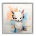 Stupell Industries Az-117-Framed Cat w/ Headphones Abstract Canvas in Blue | 17 H x 17 W x 1.5 D in | Wayfair az-117_gff_17x17