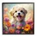 Stupell Industries Az-128-Framed Dog In Daisy Meadow by Roozbeh Canvas in Indigo/Orange/White | 12 H x 12 W x 1.5 D in | Wayfair az-128_wfr_12x12