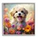 Stupell Industries Az-128-Framed Dog In Daisy Meadow by Roozbeh Canvas in Indigo/Orange/White | 24 H x 24 W x 1.5 D in | Wayfair az-128_gff_24x24
