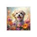 Stupell Industries Az-128-Framed Dog In Daisy Meadow by Roozbeh Canvas in Indigo/Orange/White | 0.5 D in | Wayfair az-128_wd_12x12