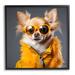 Stupell Industries Trendy Chihuahua Portrait Framed On Wood by Roozbeh Wood in Brown | 12 H x 12 W x 1.5 D in | Wayfair az-143_fr_12x12