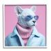 Stupell Industries Az-154-Framed Pastel Stylish Panther Framed On Wood Print Wood in Brown/Pink | 24 H x 24 W x 1.5 D in | Wayfair az-154_wfr_24x24