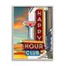 Stupell Industries Az-043-Framed Happy Hour Club Sign On Canvas by Larry Grossman Print Canvas in Blue/Red/Yellow | 14 H x 11 W x 1.5 D in | Wayfair