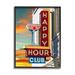 Stupell Industries Az-043-Framed Happy Hour Club Sign On Canvas by Larry Grossman Print Canvas in Blue/Red/Yellow | 30 H x 24 W x 1.5 D in | Wayfair