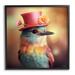 Stupell Industries Az-126-Framed Pastel Bird In Hat by Roozbeh Canvas in Blue/Red/Yellow | 24 H x 24 W x 1.5 D in | Wayfair az-126_fr_24x24