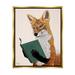 Stupell Industries Ba-339-Floater Wild Fox Reading Book Framed On Canvas by Tara Royle Print Canvas in Orange | 31 H x 25 W x 1.7 D in | Wayfair