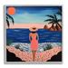 Stupell Industries Bb-389-Framed Girl On Sunset Beach Framed On Wood Print Wood in Blue/Brown | 12 H x 12 W x 1.5 D in | Wayfair bb-389_gff_12x12