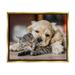 Stupell Industries Ba-362-Floater Cat & Puppy Cuddling Framed On Canvas by Peter Cech Print Canvas in Black/Gray | 17 H x 21 W x 1.7 D in | Wayfair