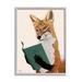Stupell Industries Ba-339-Framed Wild Fox Reading Book Framed On by Tara Royle Print in Brown/Green/Orange | 20 H x 16 W x 1.5 D in | Wayfair