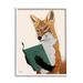 Stupell Industries Ba-339-Framed Wild Fox Reading Book Framed On by Tara Royle Print in Brown/Green/Orange | 30 H x 24 W x 1.5 D in | Wayfair