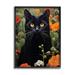 Stupell Industries Ba-353-Framed Black Cat Garden Flowers Framed On by Gary Shergill Designs Print in Black/Brown/Green | Wayfair ba-353_fr_24x30