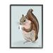 Stupell Industries Ba-340-Framed Squirrel w/ Warm Mug Framed On Wood by Tara Royle Print Wood in Blue/Brown | 20 H x 16 W x 1.5 D in | Wayfair