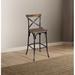 Rosalind Wheeler Zaire Bar Chair w/ "X" Style Backrest(1Pc) In Antique White & Antique Oak Wood in Black | Wayfair A76F703E13AA472989728D9286CCABA8