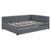 Latitude Run® Full Size Linen Daybed w/ Semi-Enclosed Design Upholstered/Linen in Gray | 27.6 H x 78.9 W x 57.9 D in | Wayfair