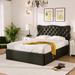 Red Barrel Studio® Sonique Vegan Leather Platform Storage Bed Upholstered/Faux leather in Black | 42.9 H x 56.5 W x 78.7 D in | Wayfair