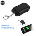 Portable Solar Power Bank Charger with Flashlight Outdoor Keychain USB Port Solar Charger Camping