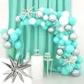 Blue Blue Balloon Arch Kit Silver Explosion Star Aluminum Foil Balloon Metal Silver Balloon