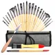 Dainayw 25 Pcs Paint Brush Set with Cloth Roll and Palette Knife for Acrylic Oil Watercolor Gouache