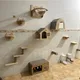 Cat Wall Mounted Wooden Cat House and Hammock for Kitten Living Platform and Ladder for Jumping