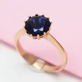 585 purple gold 14K rose gold 12 prongs inlaid sapphire high-end round luxury charm fashion romance