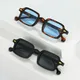 Fashion Square Sunglasses Women New Retro Rivets Decoration Glasses Men Leopard Blue Sun Glasses