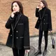 Loose Coats for Women Clothes Over Wool & Blend Black Tweed Blazer Woman Jacket Dress Long